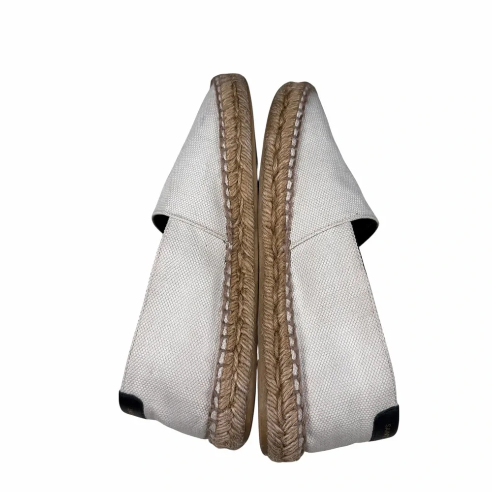 Saint‎ Laurent Beige Canvas Espadrilles w Embroidered Logo Sz 36